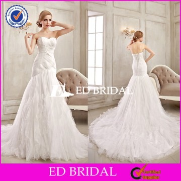 2015 Real Photos! Sexy Sweetheart Mermaid Long Tail Wedding Dresses China