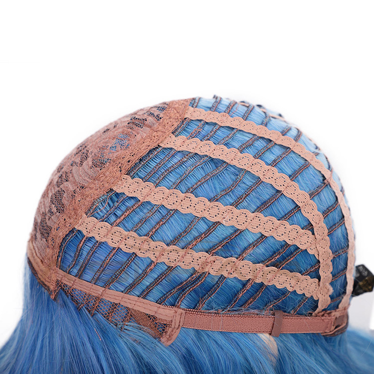 Aisi Hair Heat Resistant Synthetic Fiber Blue Wigs 24 Inch Cosplay Wigs Long Big Wave Cosplay Wigs for Women