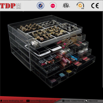 wholesale clear makeup organizer acrylic cosmetic 5 drawer acrylic makeup organizer