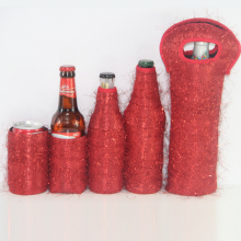 Red Neoprene Beer Bottle Can Cooler Holders Set