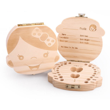 Wooden Baby Tooth Storage Box Tooth Save Box