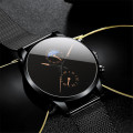 Genève Minimalistische Casual Sport Lederen Horloge Zwart Eenvoudige Analoge Mannen Horloges Chinese Merk Guangzhou Horloge Groothandel