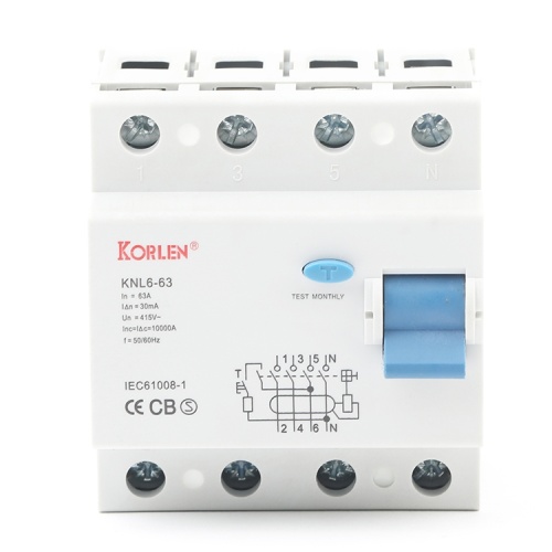 Interruttore di circuito di corrente residua KNL6-63 63A CE 2P
