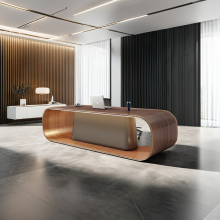 WESOME L Shape Wooden Manager Table