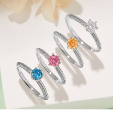 6Claws 925 Silver 0.5ct Moissanite Diamond Eternity Ring