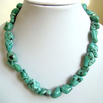 Green turquoise necklace irregular turquoise beadsTQN0007