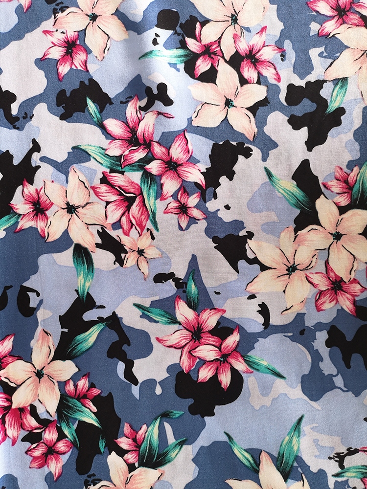 Tissu d&#39;impression de camouflage de fleur rayonne Challis 30S