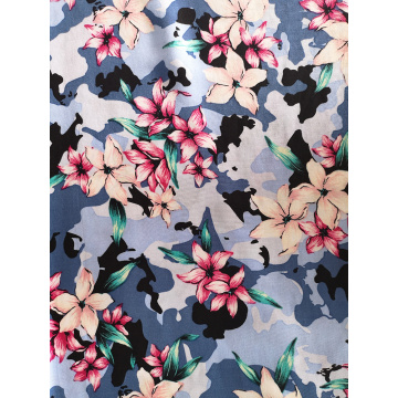 Camouflage Flower Rayon Challis 30S Printing Woven Fabric