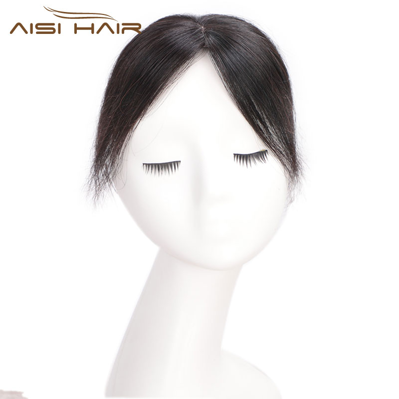 Aisi Hair Brazilian Human Hair 5x8 Toupee Breathable Silk Base Human Hair Toupee  Natural Black Cheap Women Toupee