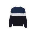 Men's Knitted Colour Block Design Crew-Neck Pullover
