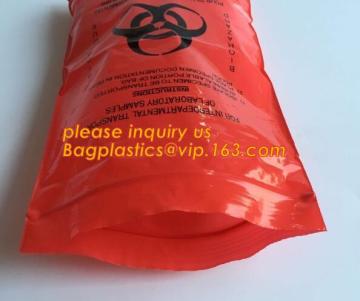 Medical Specimen Bag with ziplock pounch, biohazard infectious waste bag/bio hazard medical waste bin liner