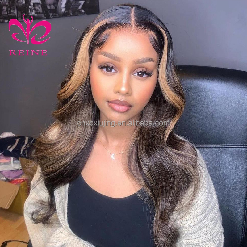 100% Virgin Brazilian Human Hair 4*4 closure  Wig 10A Grade Bone Straight Ombre Piano Color Human Hair Hd Closure Wigs