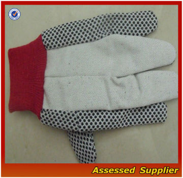 WGD-01 Cotton Canvas Working Gloves with Plastic Dots/pvc dots canvas cotton work gloves/pvc dotted canvas working gloves