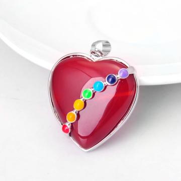 Seven Chakras Gemstone Red Carnelian Heart Pendant