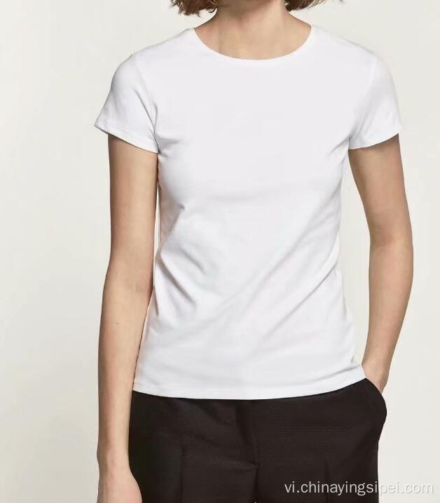 Bán buôn áo phông phụ nữ chất lượng cao 100% cotton Nhiều màu sắc tùy chỉnh áo phông đơn giản logo in áo phông đen sẵn sàng