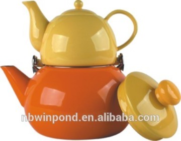 porcelain enamel kettle and enamel teapot