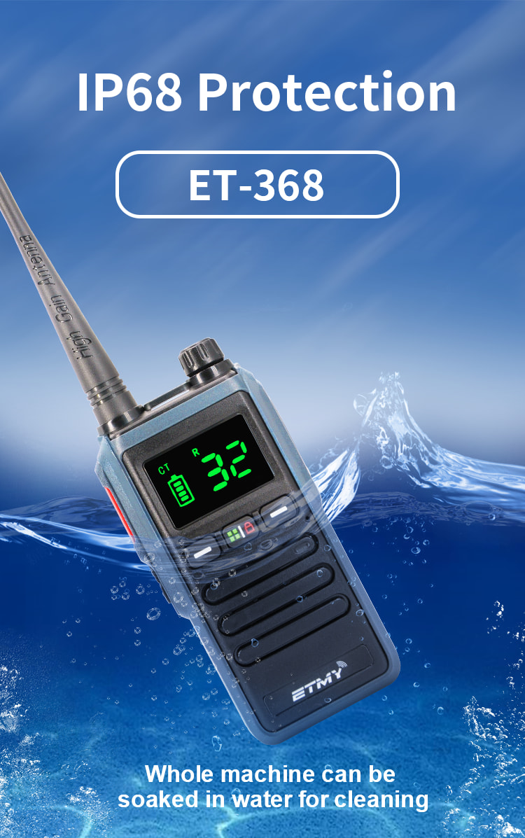 IP67 Waterproof Long Range Radio VHF UHF Etmy  ET368 IP68 Dustproof Communication Two Way Radio Hoki Toki Walkie Talkie