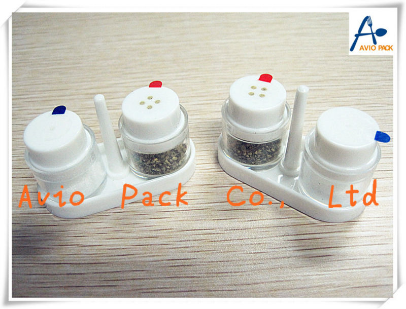 inflight mini disposable plastic salt & pepper shaker