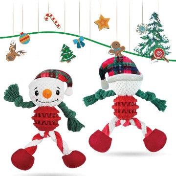 Dog Christmas Toys with Squeaky,Santa Reindeer and Snowman,Puppy Durable Dog Chew Tough Toys for Large Medium Small Pets Dogs