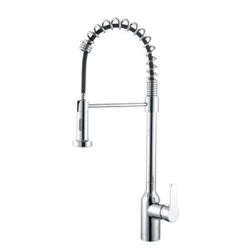 Household spring pull down brass kitchen faucet