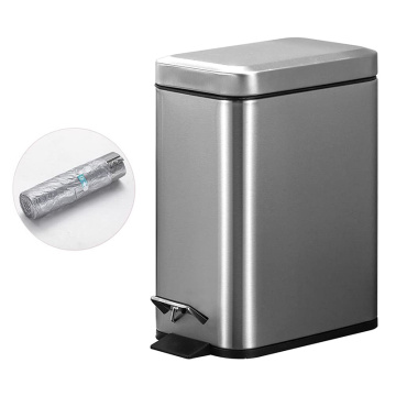 Slim Stainless Steel Metal Bathroom Rubbish Dustbin