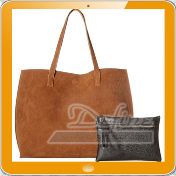 Womens Faux Suede Reversible Tote Bag