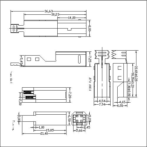 UBMS01 USB B Type Plug Solder Assemble 