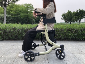 Aluminum rollator walker with shopping bag