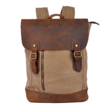 custom khaki designer canvas backpack
