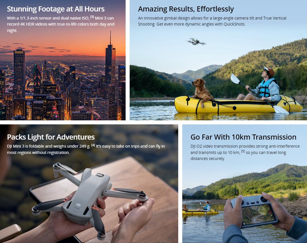 38 min flying time DJI Mini 3 Fly More Combo with DJI RC screen remote drone