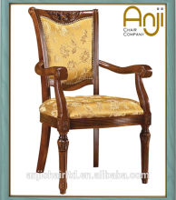 Antique restaurant wooden dining chair with fabric