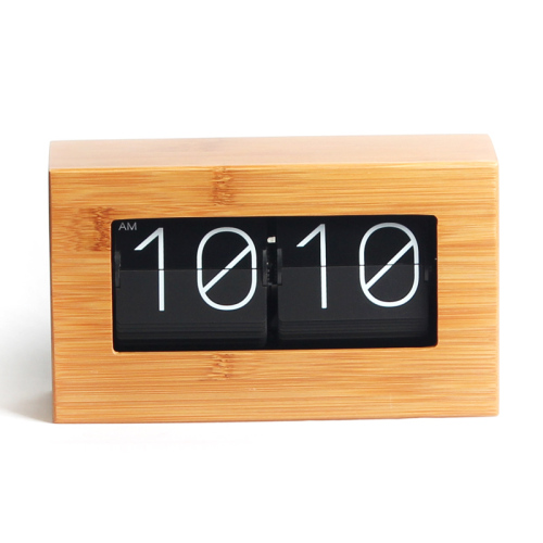 MK TIME factory clock Wooden box clock bamboo clock with flip flap