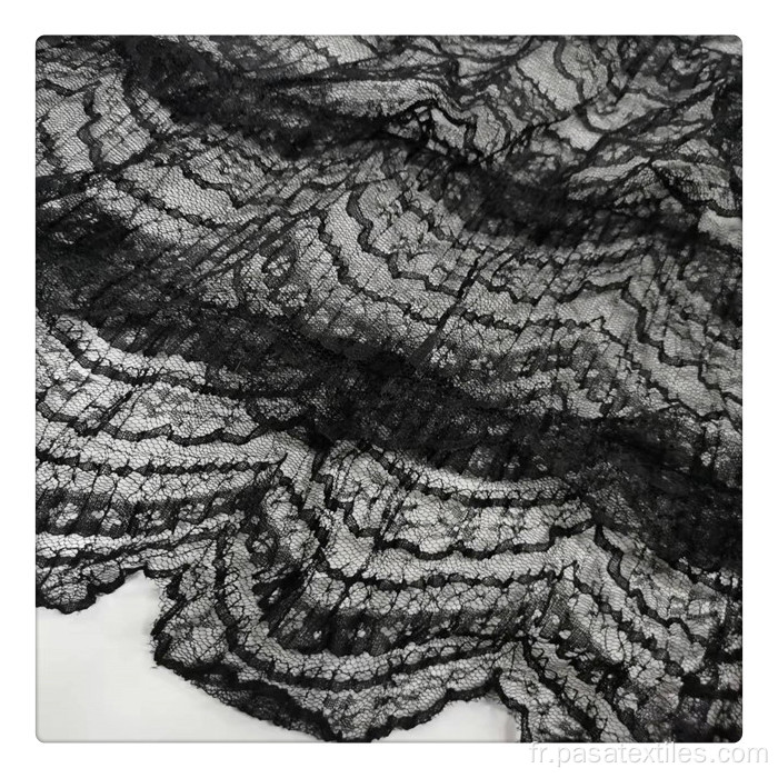 Robes de mariée Tabrics Ruffle Tulle Pluat Trim Fabric Black Lace Couture