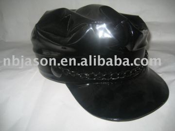 party leather men's hat /leather aviator hat / black leather hat