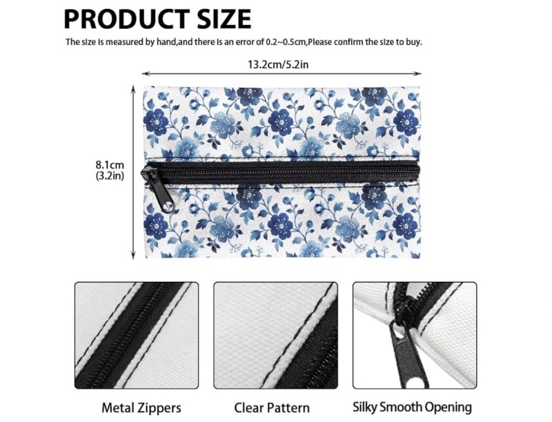 Blue Flower Pocket Tissue Bag with Coin Slot
