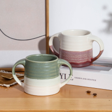 Custom Logo Reactive Glazed Ceramic Mug with Two Handles
