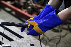 Blue with Yellow Welder Iron and Steel Work Gloves