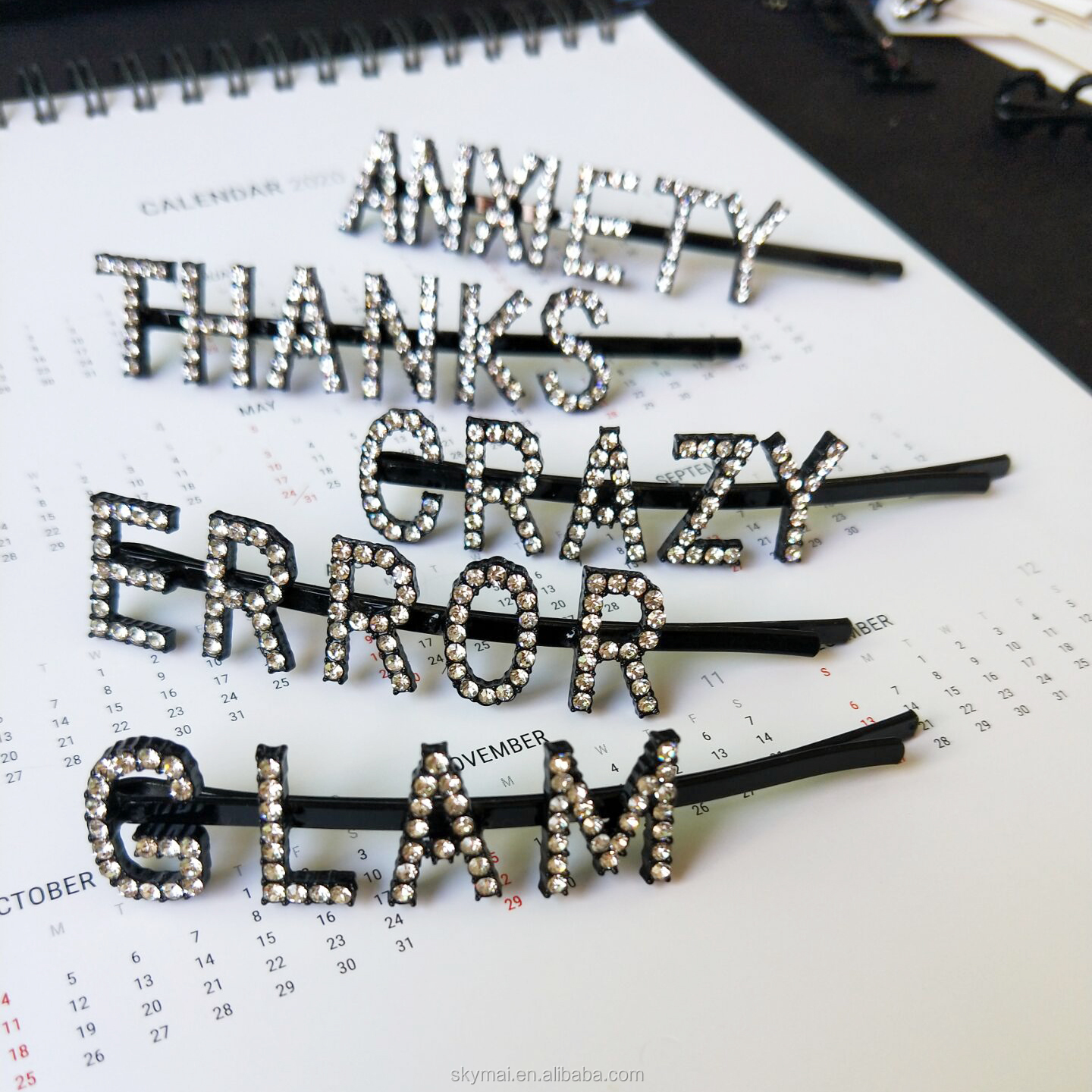 Hair Pin Rhinestone Letter Hair Pin BOSS BITCH Crystal Letter Alphabet Bobby Pins Clip Women Multi Styles