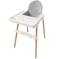 Chaise haute en bois avec pieds réglables pour enfants