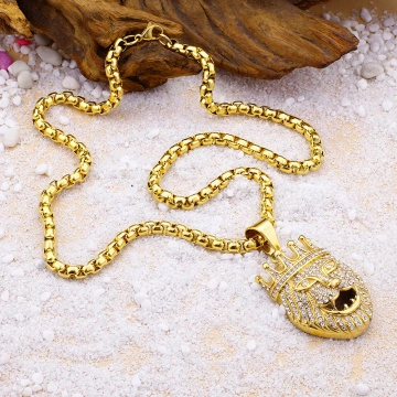 Cina Emas Disepuh Iced Out Lion King Pendant Necklace Produsen