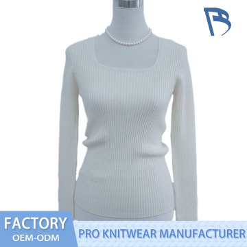 White Ribbed Knit Top Seamless Garment