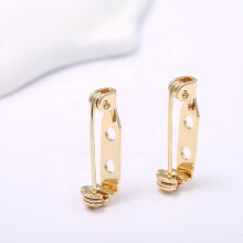 New Factory Wholesale Simple Design 14k Gold Plated Two Holes Pin Brooch