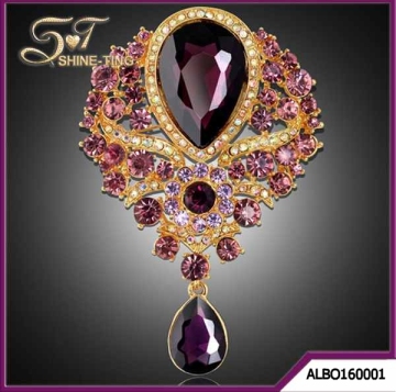 Purple gemstone fancy brooch pin
