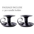 Set of 2 Simple Black Candlestick Holders