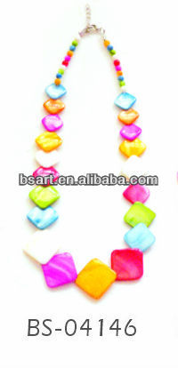 Colorful square shell necklace