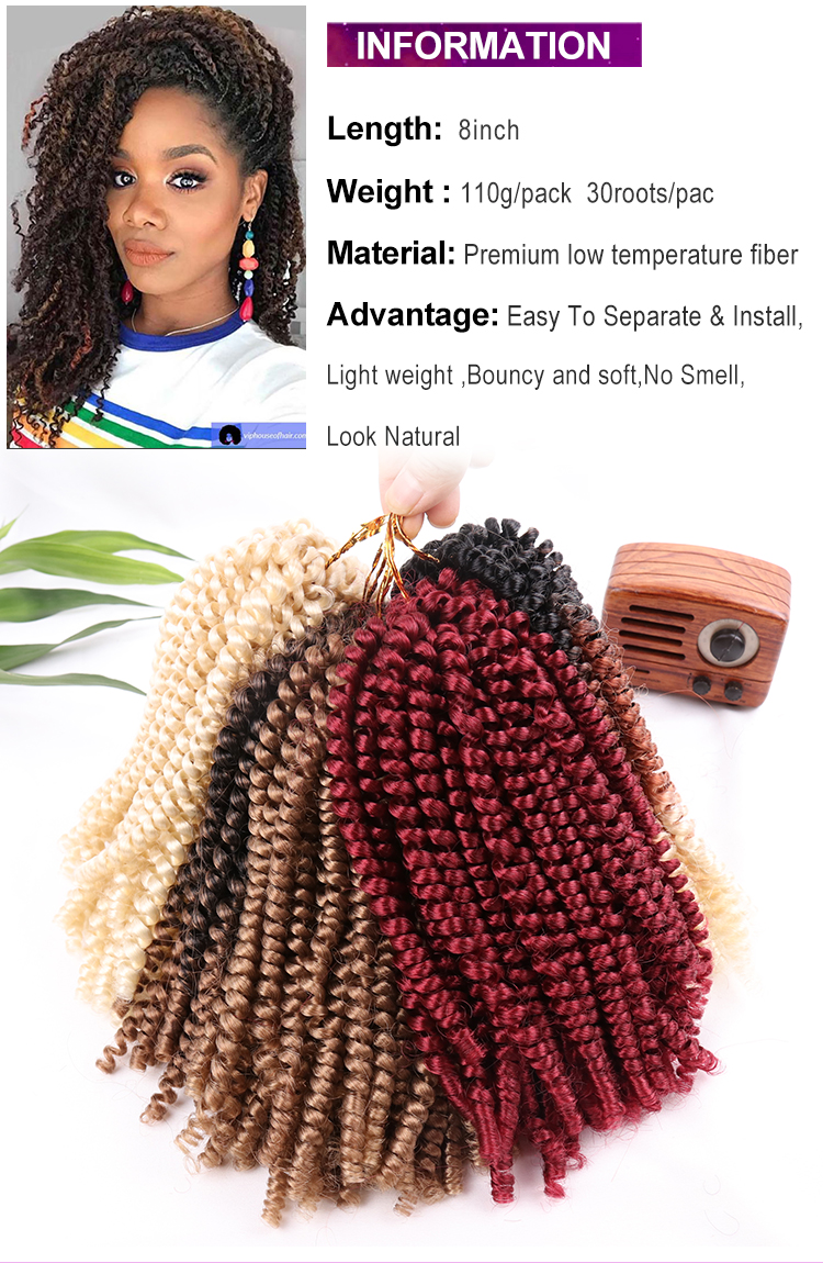 nubian spring twist 8" fiber crochet braiding hair products private label wholesale synthetic hair braids