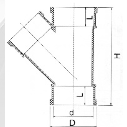 Din Drainage Upvc Y-tee สีเทา