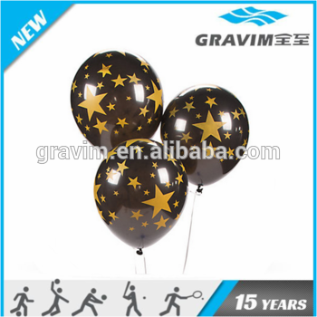 Black Latex Balloons with Gold Stars
