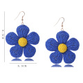 Boucles d&#39;oreilles en rotin pour femmes déclaration boho raffiah paille enveloppée de fleurs enveloppées de boucles d&#39;oreilles d&#39;été bijoux de plage tropicale