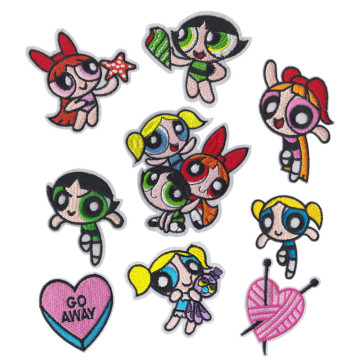 Cartoon embroidery patches iron on stripes thermo stickers